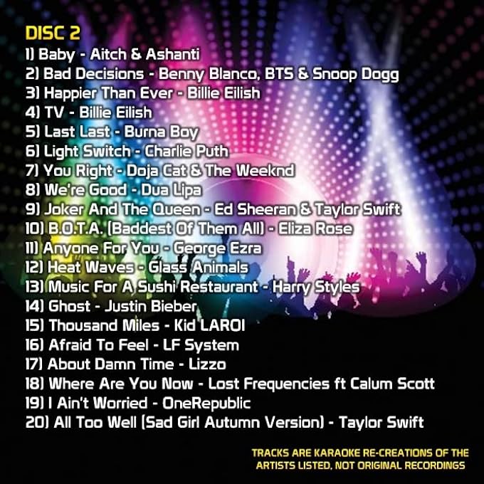 rayihni 2022 KARAOKE CHART HITS CDG DISC PACK. THE TOP 40 CHART POP SONGS OF 2022. MR ENTERTAINER BIG HITS - Image 4